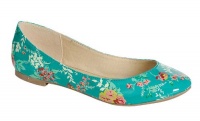 OPPO ERIKA-07 Women's slip on flat bottom pump with floral painting pattern PU upper