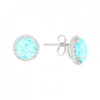 Meira T 14K White Gold Diamonds & 5.66ct Blue Topaz Stud Earrings