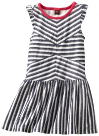 Tea Collection Girls 2-6X Zebra Stripe Flutter Dress, Milk, 2