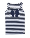 Tommy Hilfiger Women Fashion Striped Lace Applique Tank Top (XS, White/navy)