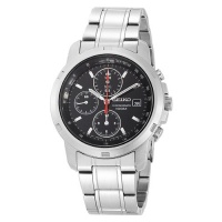 Seiko Men's SNDB03 Stainless Steel Chronograph Black Dial Watch