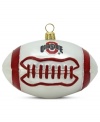 Team and Christmas spirit go hand in hand with the Ohio State football ornament. Hand-painted glass is something students, alum and fans will cheer.