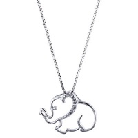 Sterling Silver & White Sapphire Elephant Pendant/Necklace with 18 Chain