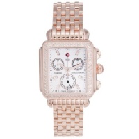 Michele Women's 'Deco' 18K Rose Gold Plate Diamond Chronograph Watch MW06P01B0046