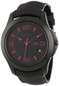 Gucci Men's YA126224 G-Timeless Black IP Black Techno Leather Strap Watch