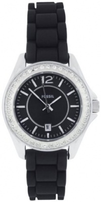 Fossil Women's ES2982 Silicone Analog with Black Dial Watch