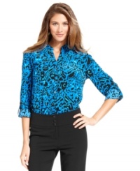 Upgrade your 9-5 closet with Style&co.'s petite shirt -- featuring a super polished graphic print!