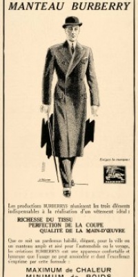 1935 Ad French Burberrys Trench Coat Men Bowler Paris - Original Print Ad