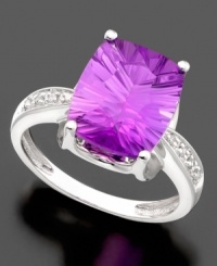 A ring fit for a princess featuring cushion-cut amethyst (5-1/6 ct. t.w.) and diamond accents set in 14k white gold.