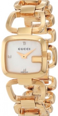 Gucci Women's YA125513 G-Gucci White Mother of Pearl Dial with Diamonds Watch