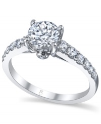 Tell a story with this symbolic style. This My Diamond Story engagement ring features a stunning, certified round-cut diamond at center with rows of smaller round-cut diamonds at the shoulders (2 ct. t.w.). Crafted in 18k white gold.