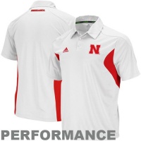 Nebraska Cornhuskers NCAA Adizero Mens Sideline Short Sleeve Polo Shirt, White