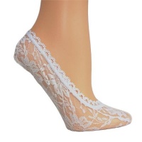 Solid White Lace 3 Pack No Show Socks