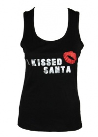 INC International Concepts Petite Black I Kissed Santa Tank Top PM