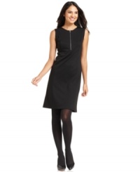 The little black dress gets an edgy touch with an exposed zipper at the front in this Elementz look. (Clearance)