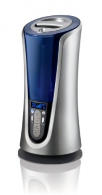 The Sharper Image EVSI-HD40 Warm and Cool Mist Ultrasonic Tower Humidifier, Silver