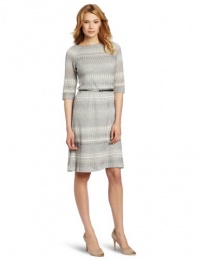 Jones New York Women's Shimmer Knit Cowl Neck Raglan Dress, Silver, 6