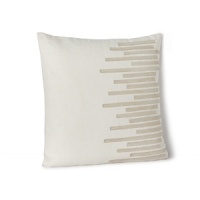 Soft ivory canvas adorned with appliqued strips of rich leather create chic modern style on this HUGO BOSS decorative pillow.