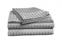 ITALIAN 1500 Thread Count 100% Egyptian STRIPED 4PC QUEEN Sheet Set, GREY