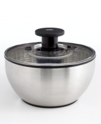 Take your greens for a spin and end up with crisp and delicious ingredients for amazing salads. Just press the patented pump to spin and the brake button to stop. The attractive stainless steel body also makes a great serving bowl! Lifetime warranty.