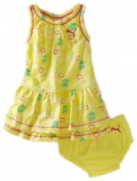 PUMA - Kids Baby Girl's 2-Piece Logo Dress Set, Lime Light, 18M