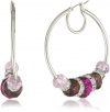 Nine West Recolor Light Silver-Tone Pink Click-It Hoop Earrings