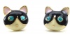 DaisyJewel Baby Aqua Blue Eyed Black and White Tuxedo Kitty Cat Stud Earrings - Purrfectly Cute & Skin-Safe - Betsey Johnson Style Inspired