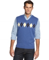 A touch of argyle on this Club Room sweater vest adds an instant upgrade to your favorite pair of jeans.