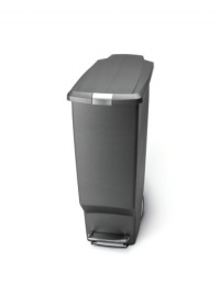 simplehuman 40-Liter Slim Plastic Step Can, Grey