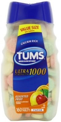 Tums Antacid/Calcium Supplement Tablets, Ultra 1000, Assorted Fruit, Value Size 160-Count (Pack of 2)