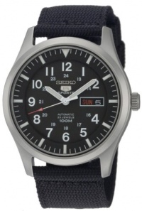 Seiko Men's SNZG15 Seiko 5 Automatic Black Dial Nylon Strap Watch