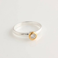 925 Sterling Silver Pandora 18k Gold Plated with Clear Cz Ring Size 7