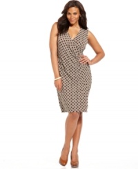 Wow them at work in Charter Club's sleeveless plus size dress, finished by a flattering ruched front.