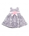 Rare Editions Baby-Girls Infant Silver Soutach Rose Dress, 24 Months