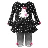 Size-9M RRE-50941F 2-Piece BLACK WHITE DOTS STRIPES 'Winking Ghost' Halloween Party Tunic-Dress/Legging Outfit Set,F650941 Rare Editions Baby/NEWBORN