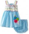 Rare Editions Baby-Girls Infant Seersucker Dress, Turquoise, 18 Months