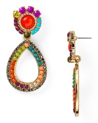 Be boldly bohemian in this pair of teardrop earrings from Aqua, which flaunt a rainbow of multi colored gem stones.