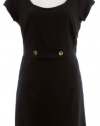 Juicy Couture Black Super Fine Wool Capped Sleeve Sheath Dress 8