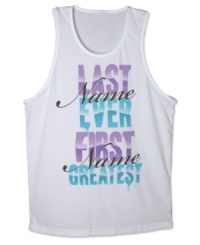 Get your streetwise style on lock with this graphic tank from Hybrid. (Clearance)