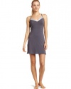 Calvin Klein Womens Essentials With Satin Sleep V-neck Convertible Sleep Chemise, Charcoal, Small