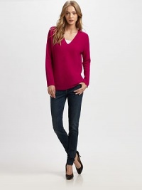 Soft cashmere in a cozy, double V-neck pullover.Front and back V-neckDropped shouldersLong sleevesPullover styleCashmereDry cleanImportedModel shown is 5'10 (177cm) wearing US size Small.