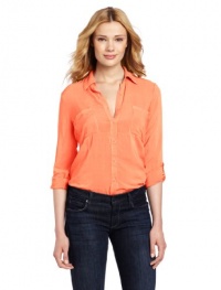 Splendid Women's Double Pocket Shirt, Apricot, X-Small