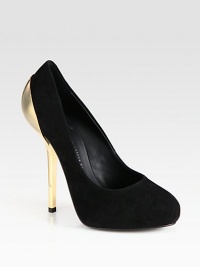 Goldtone metal heel lifts and illuminates this timeless suede platform pump. Metal heel, 5 (125mm)Hidden platform, 1 (25mm)Compares to a 4 heel (100mm)Suede upperLeather lining and solePadded insoleMade in ItalyOUR FIT MODEL RECOMMENDS ordering one half size up as this style runs small. 