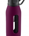 Takeya Classic Glass Water Bottle with Silicone Sleeve, Black/Purple, 16-1/2-Ounce