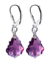 SCER302 Sterling Silver Baroque Amethyst Crystal Earrings Made with Swarovski Elements