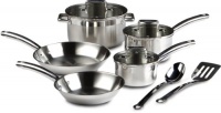 T-fal C878SA64 Elegance Stainless Steel Dishwasher Safe 10-Piece Cookware Set, Silver