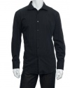 Alfani Red Men's Black Pinstripe Button Down Shirt