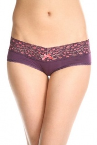 HoneyDew Sexy Supersoft Cross-Dyed Lace Accent Rayon Hipster Panties - Jam N Jelly - Large