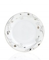 Wildflowers take off on glazed white porcelain, sparkling as they tumble aimlessly around the Platinum Silhouette salad plates from Charter Club dinnerware. The dishes have a banded edge that adds a classic touch to a pattern with modern spirit.