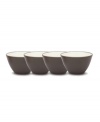 This deep brown set of four mini bowls are perfect for rice, dips or soups. Mix and match this simple, versatile stoneware with the other shades of Colorwave dinnerware for a unique table setting in your favorite hues.